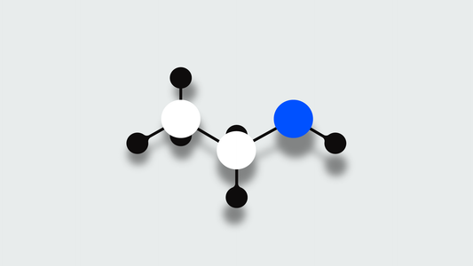 molécula de alcohol sobre fondo gris